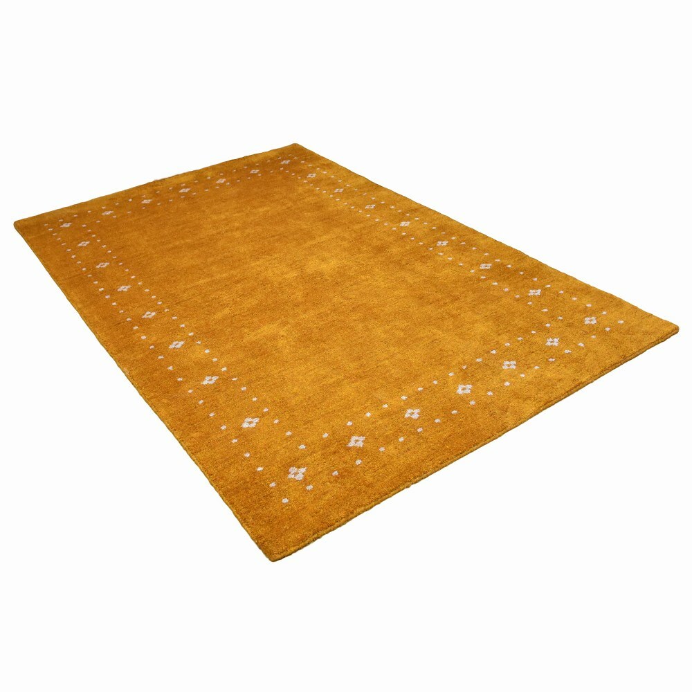 Eco-Friendly Hand Knotted Loom Silk Mix Area Rug Contemporary Gold BBLSM219
