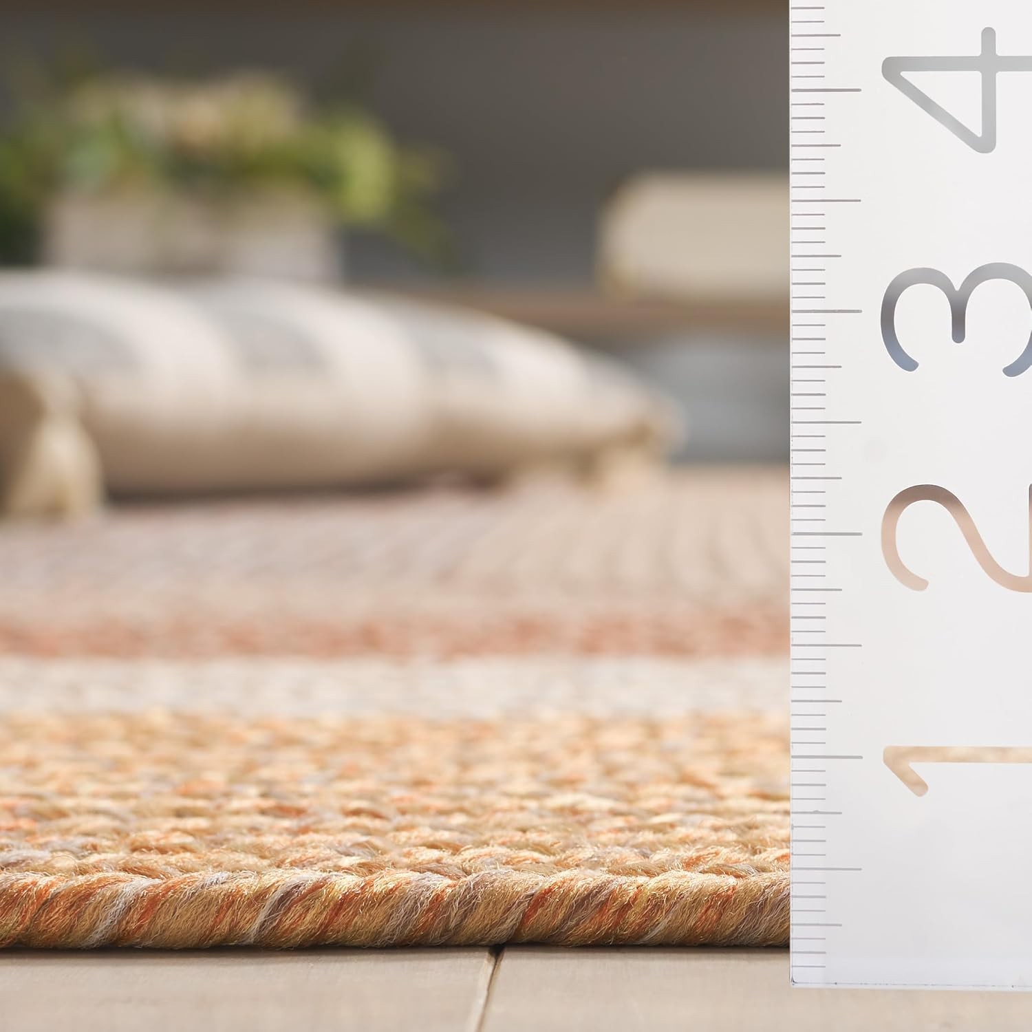 Washable Rug Outdoor Braided Collection – 2′ x 3′, Brown & Light Brown, Handm…
