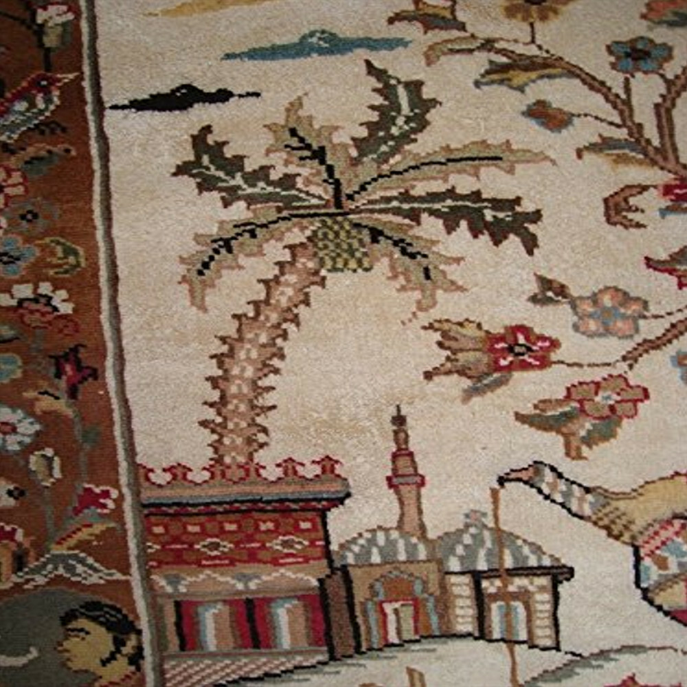 Area Rug Umre Khayam King Queen Love Story Hand Knotted Wool Silk Carpet(5 x 3)’