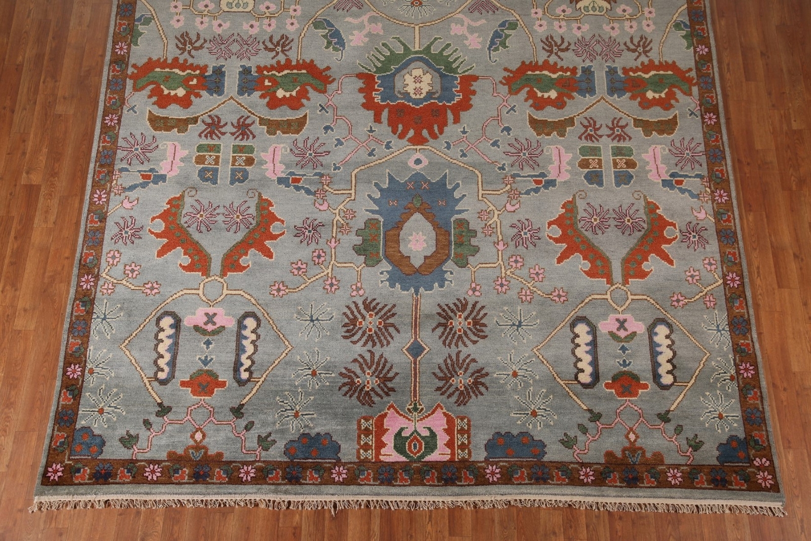 Light Gray/ Brown Oushak Living Room Rug 9’x12′ Wool Hand-knotted Oriental Rug