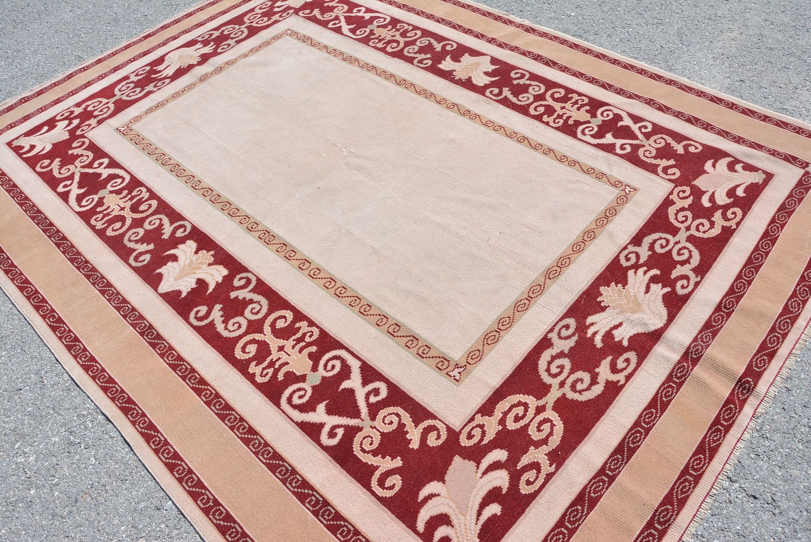 6,6×8,6 ft Rug, Turkish Vintage Large Rug, Red Wool Rug