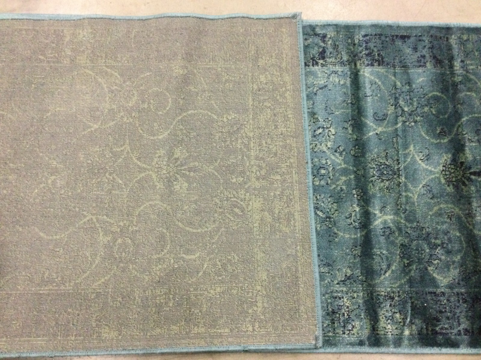 TURQUOISE / MULTI 2′ X 7′ Stained Rug, Reduced Price 1172634579 VTGB117-2220-27