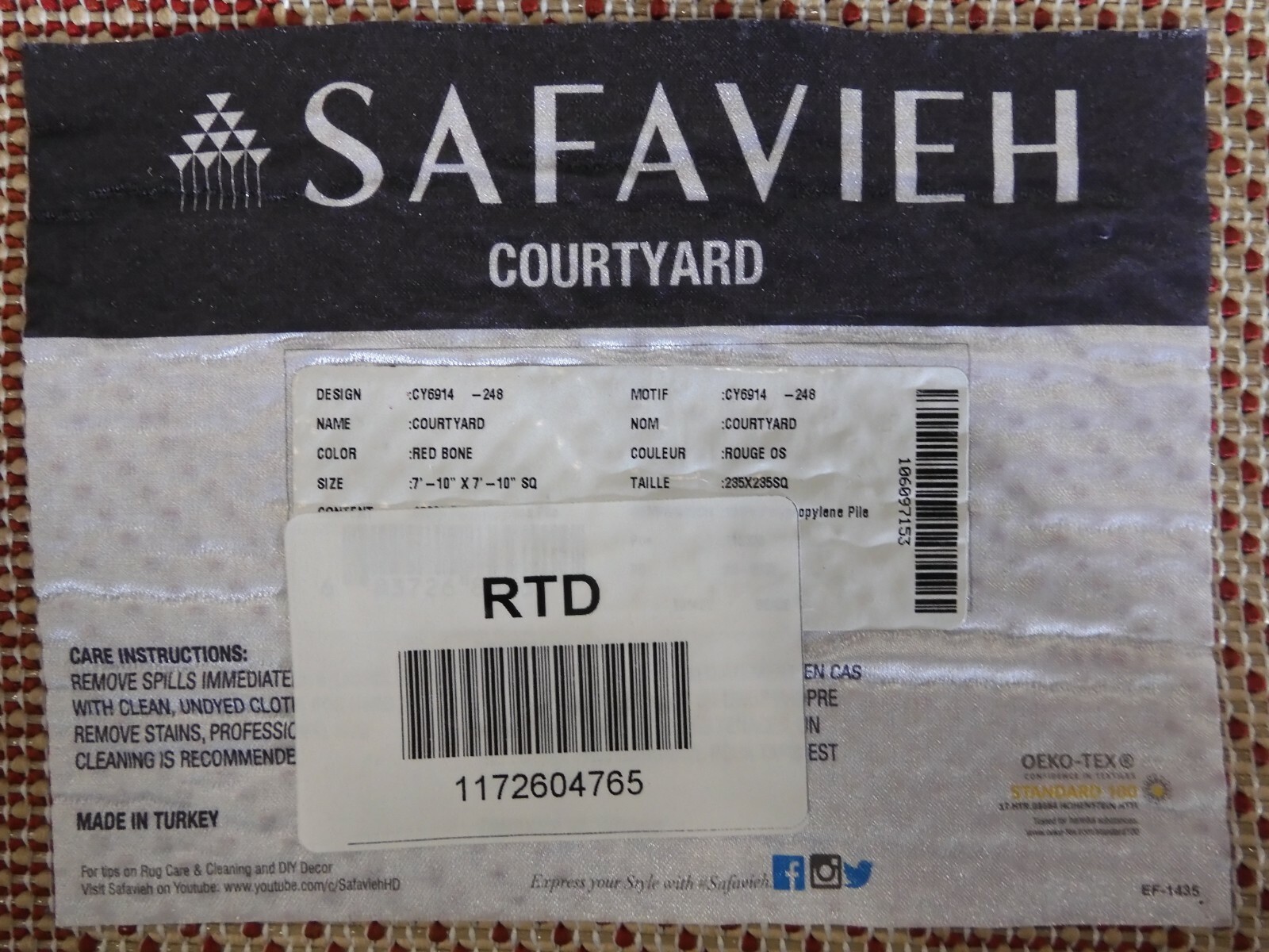 RED / BONE 7′-10″ Square Cut on Rug Reduced Price 1172604765 CY6914-248-8SQ