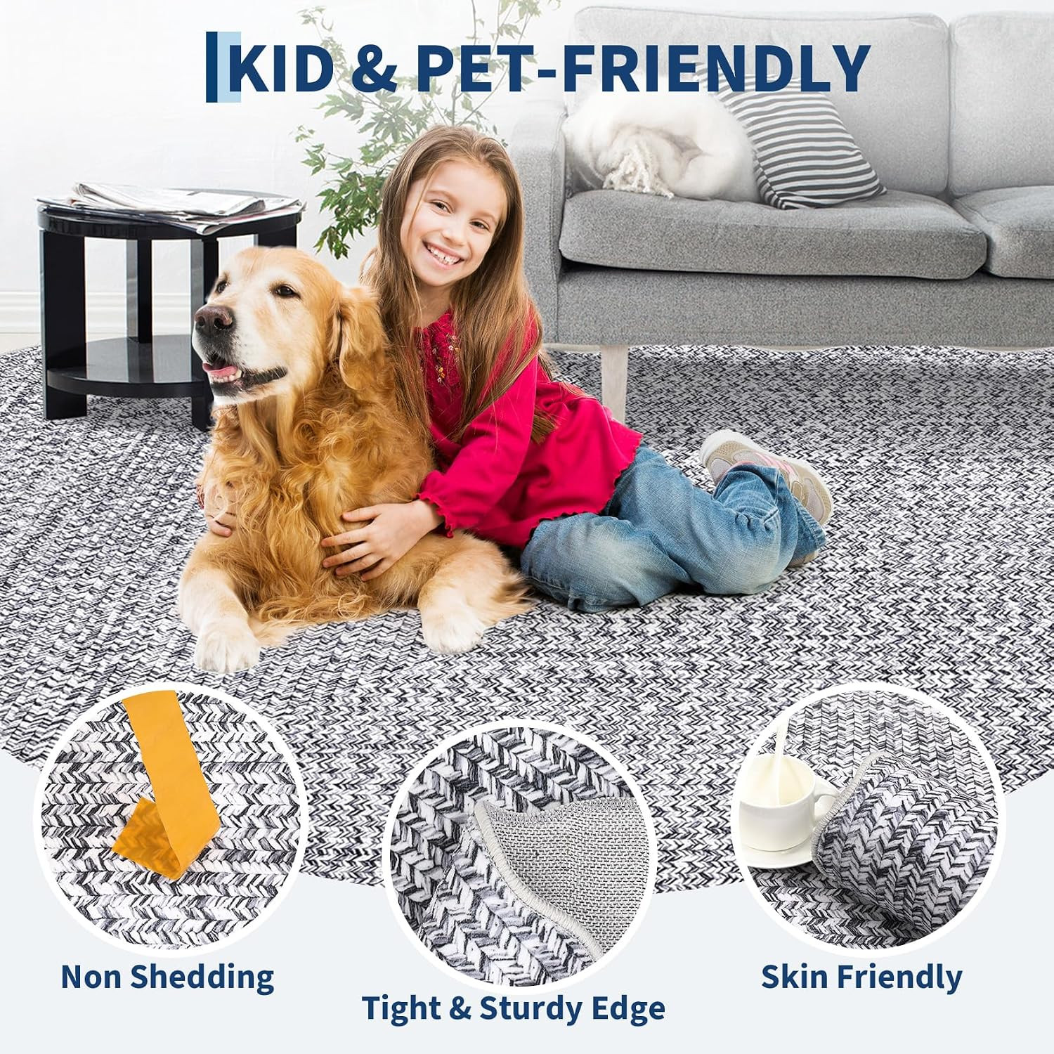 Imitation Braided Collection-Print 2X8 Runners for Hallway Non Slip Washable Kit
