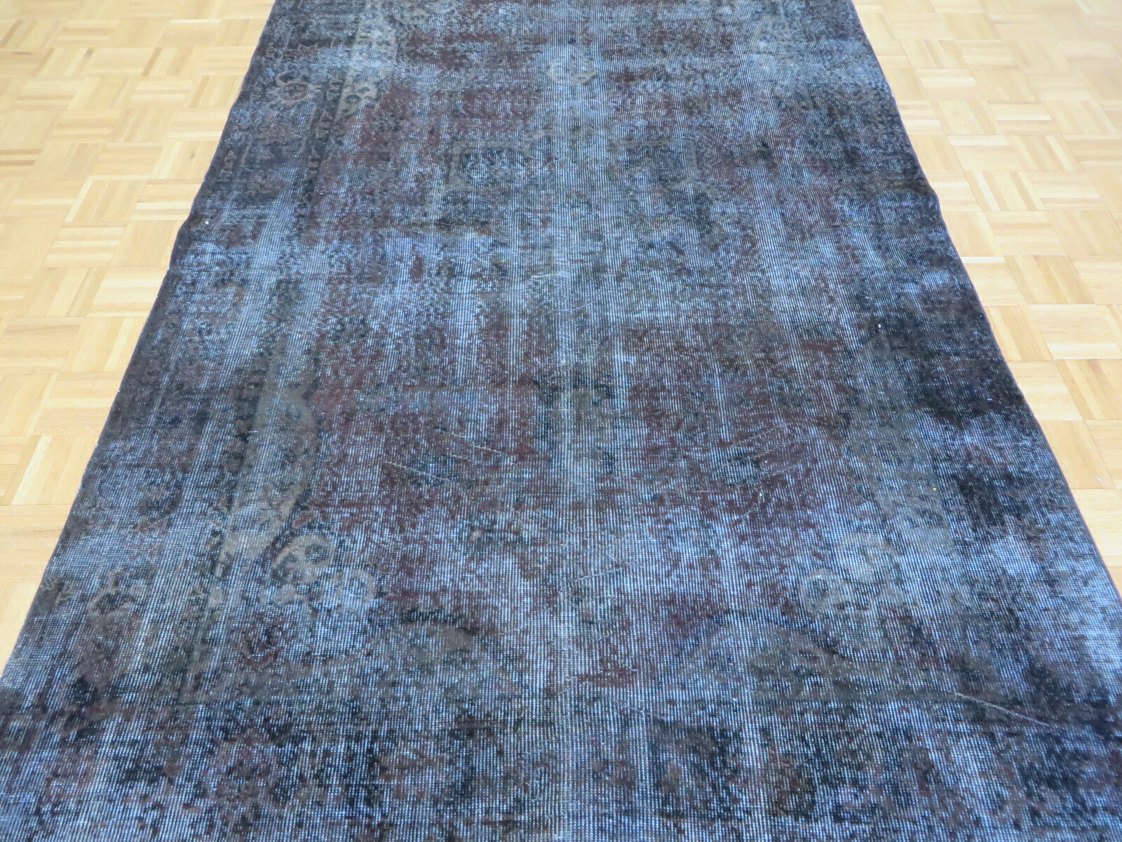5’9 x 8’10 Hand Knotted Gray Vintage Overdyed Turkish Oushak Oriental Rug G9927
