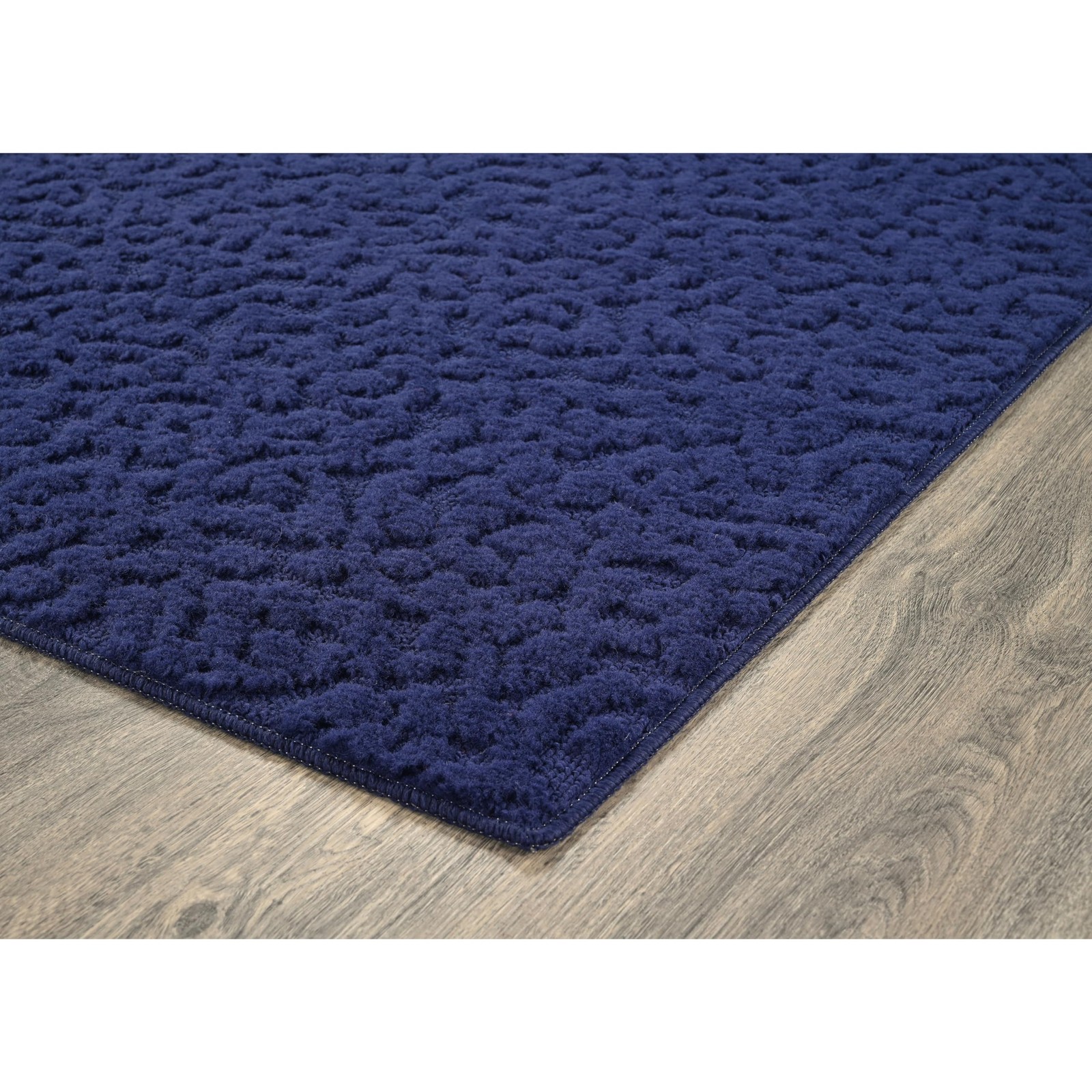 Garland Rug Ivy 3 Ft. X 12 Ft. Navy Blue Floral Solid Color Area Rug – Durable