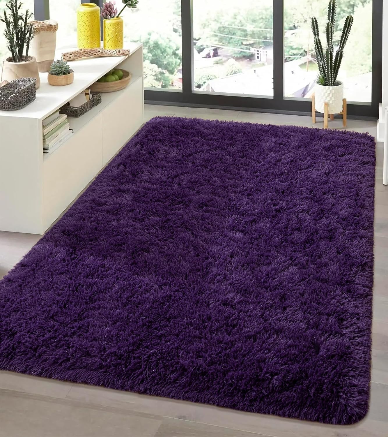 Elegant 3×5 Feet Purple Shag Carpet – Soft, Stain-Resistant, Family-Friendly