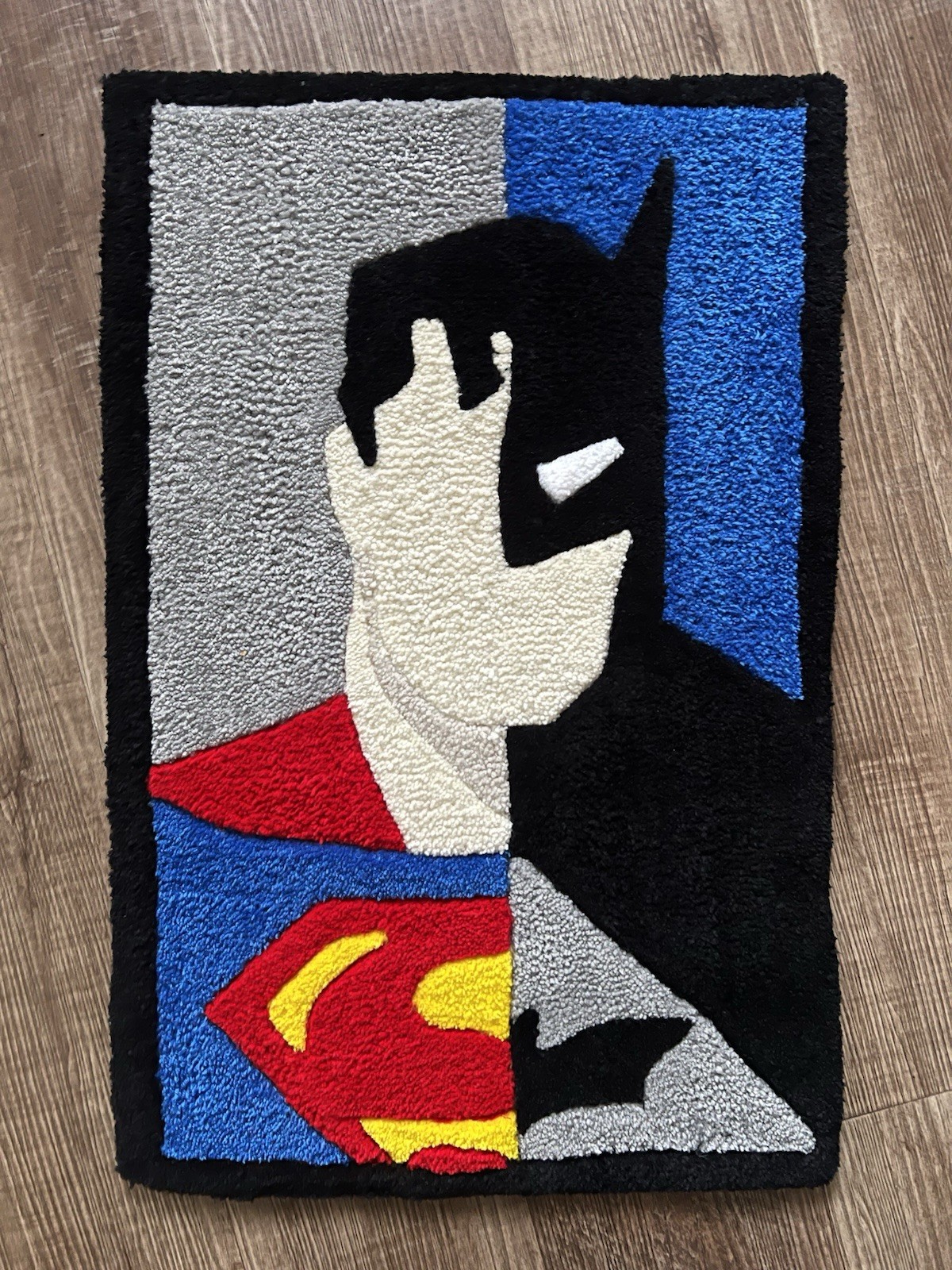Superheroes Graphic Area Rug 2 x 3 ft Rectangle Black Blue Gray Red Yellow