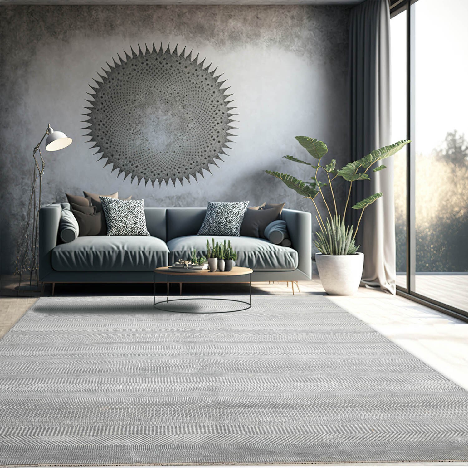 Designer Hand Knotted 100% Wool Modern Tibetan Area Rug Gray, White 8’2″ x 10’1″