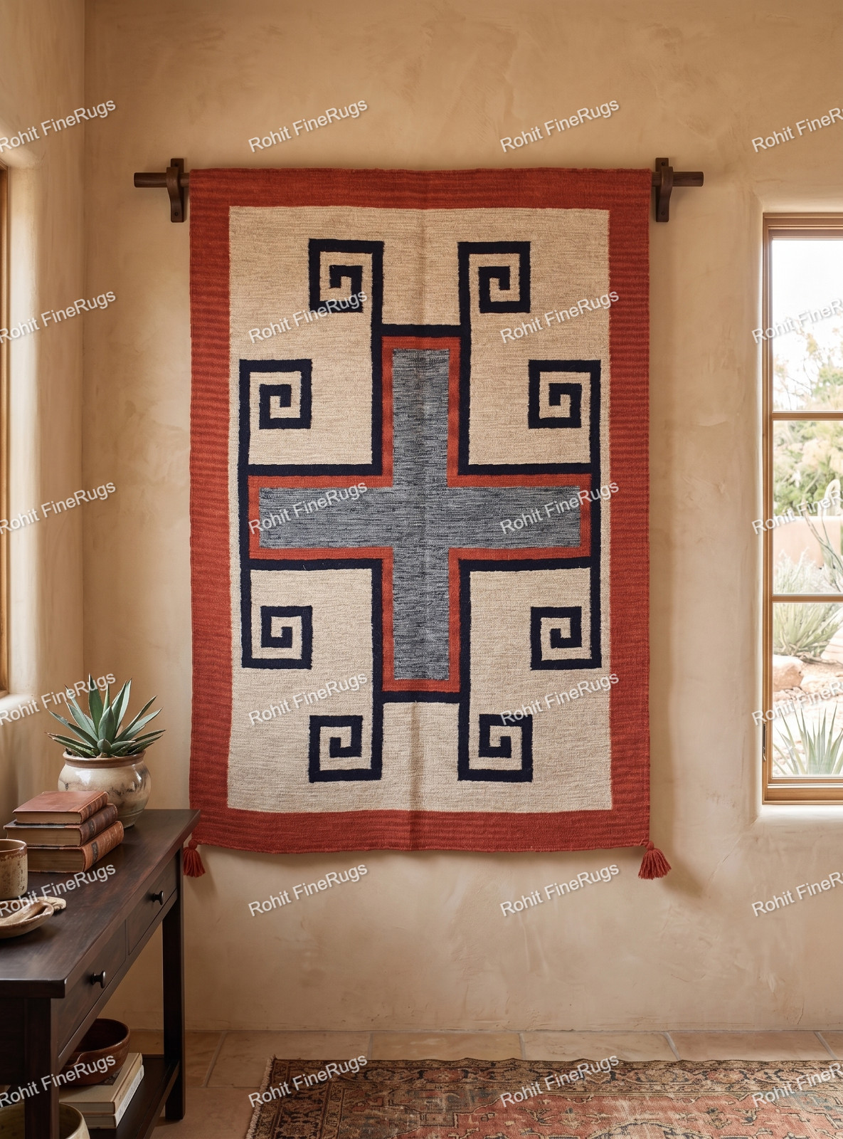 4×6 Ft Handwoven Wool Navajo Rug Southwestern Rug Native American Trible Rug