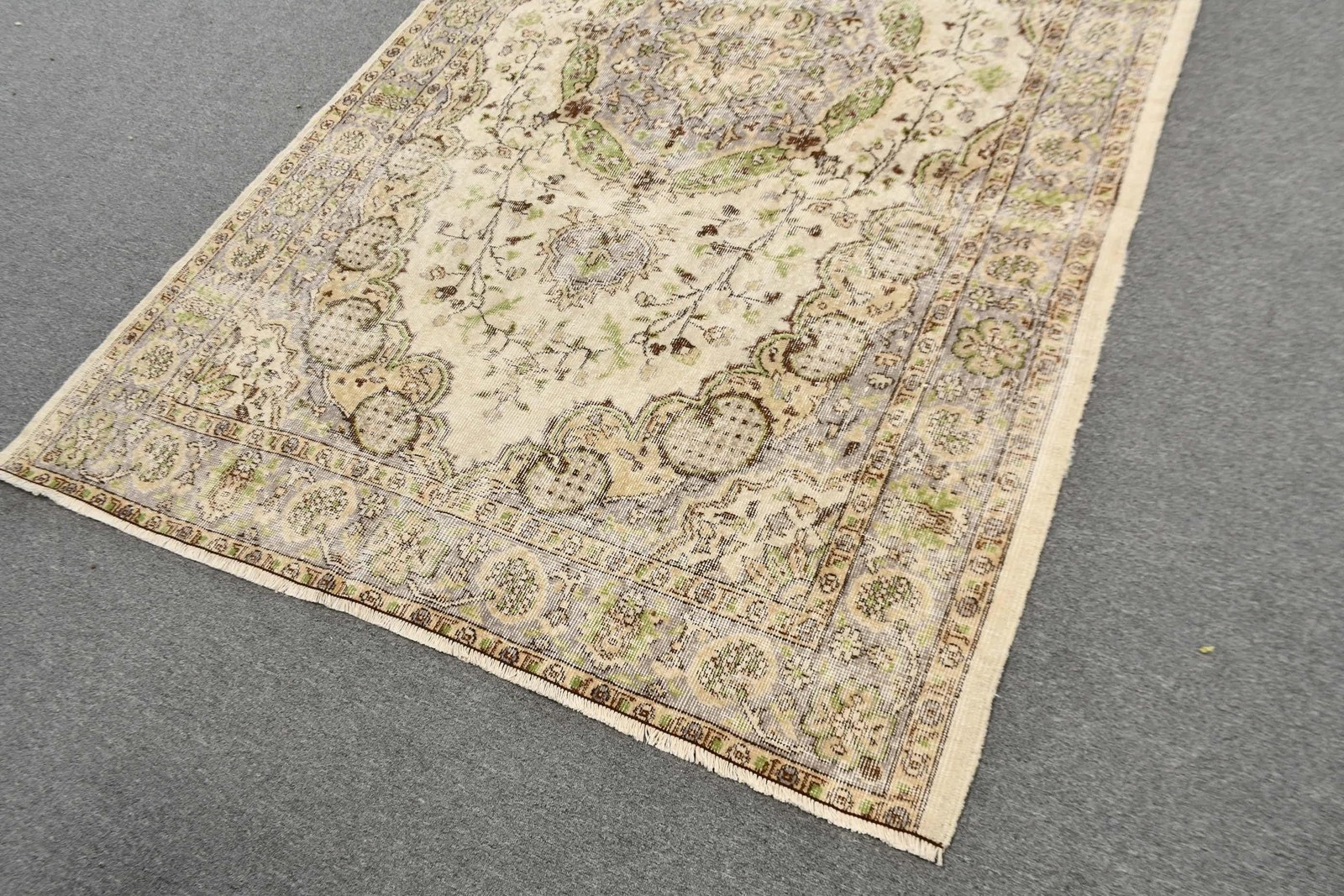 5,4×8,7 ft Turkish Rug, Rug, Green Abstract Rug Wool