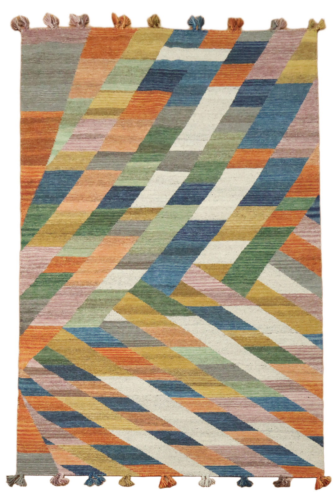 Contemporary Zigzag Design 7×10 Flat-Weave Area Rug in Bright Colors