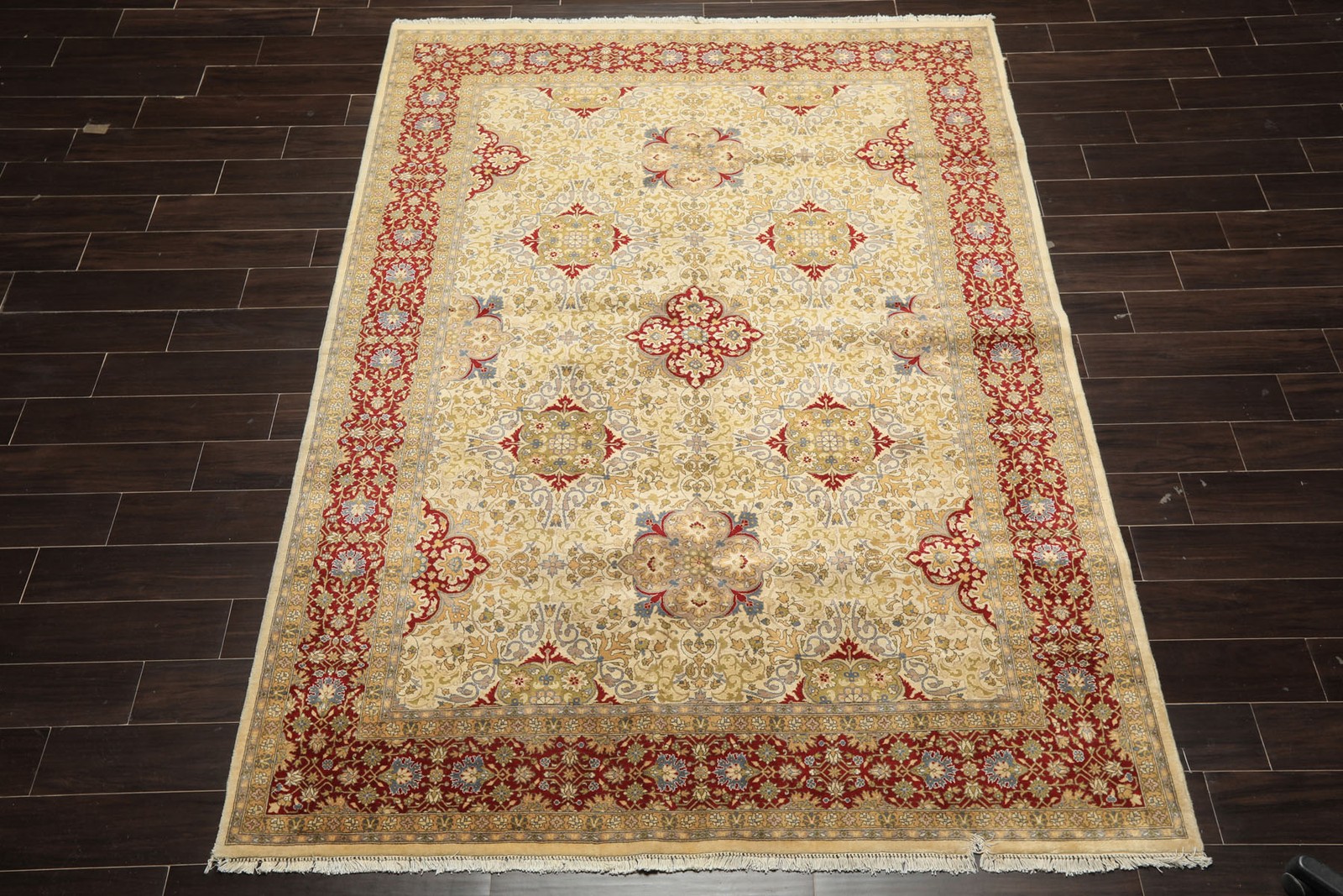 6’2”x8’11” Hand Knotted Wool Rust PakPersian Botanical 250 KPSI Plush Pile Rug