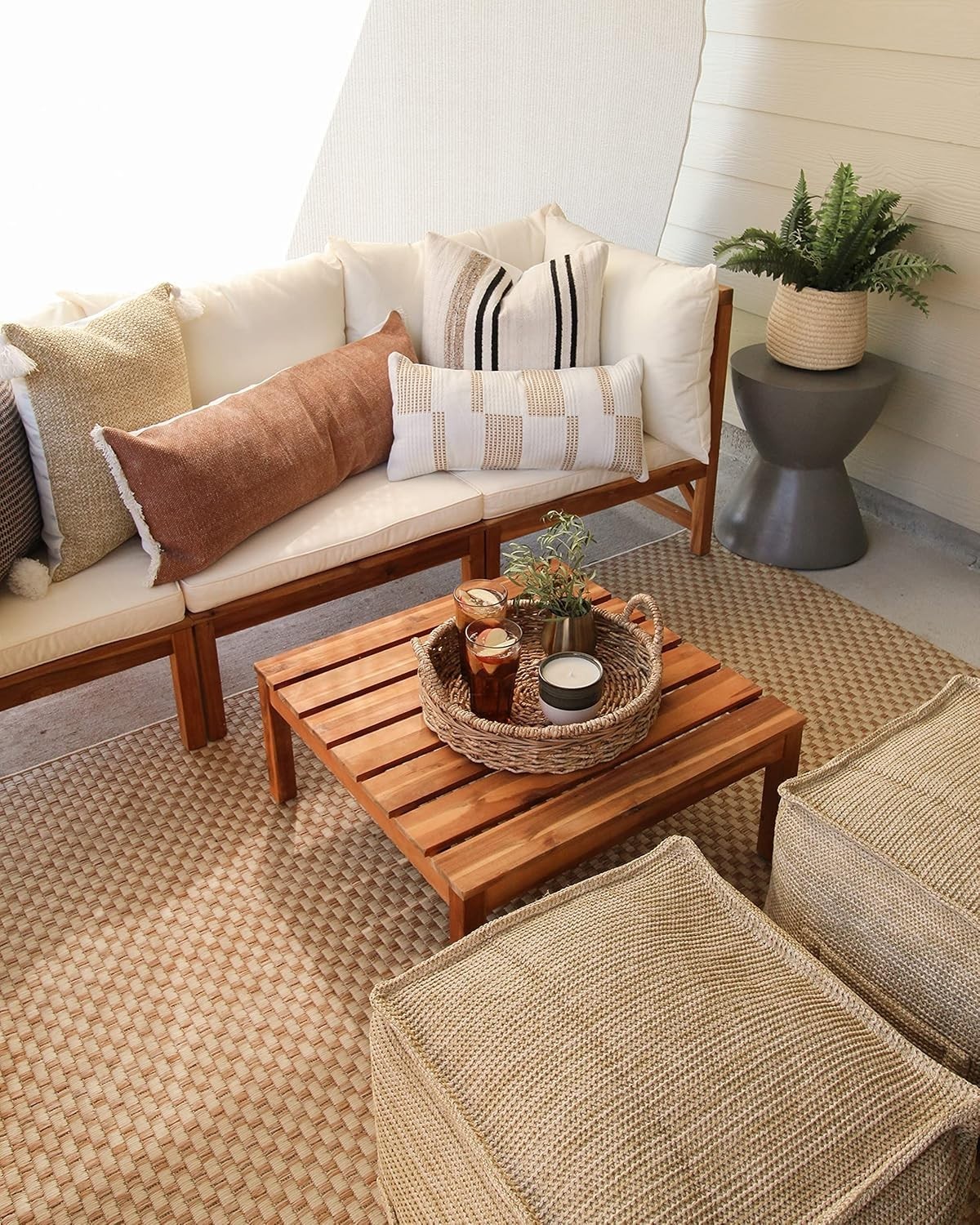 Indoor/ Outdoor Non-shed CY8653 2 Courtyard Collection 1 Pack Natural Geometric
