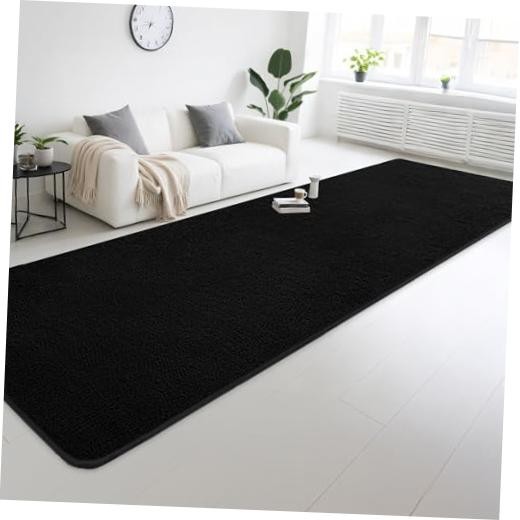 Large Modern Runner Rugs for Living Room Bedroom, 2×6 Feet Black Ultra Soft