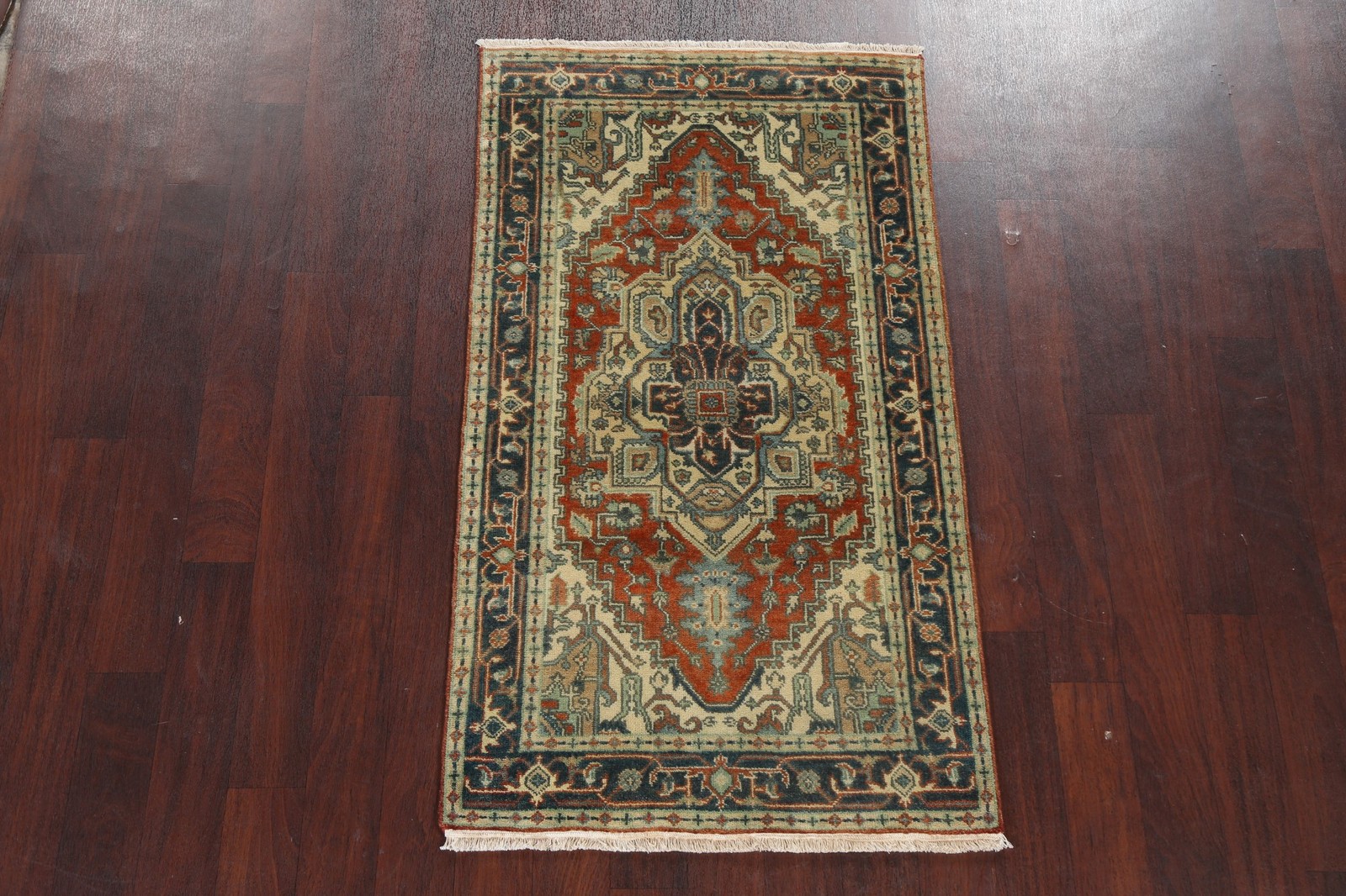 Traditional Style Oriental Accent Rug 3×5 Hand-knotted Wool Geometric Pattern