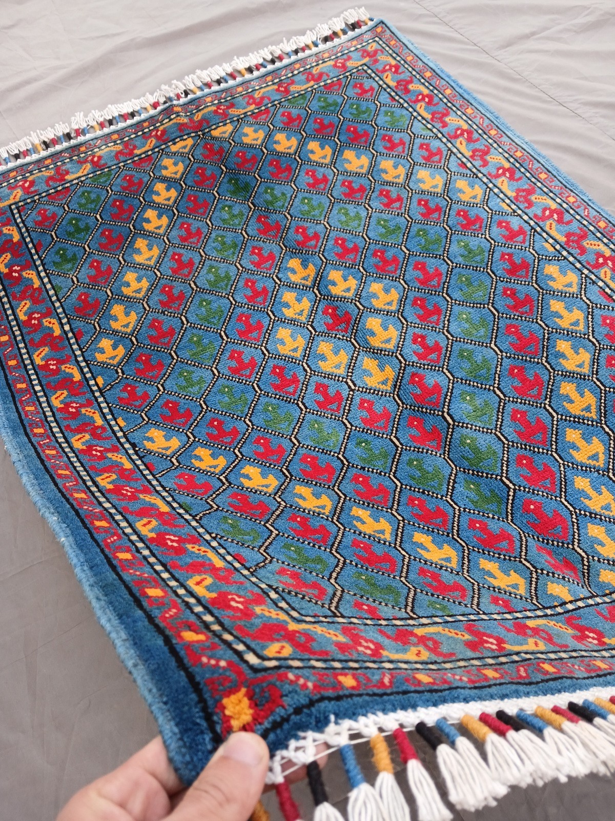 Vintage Afghan Hand Knotted War Rug | Pictorial Military Design | Tribal Carpet