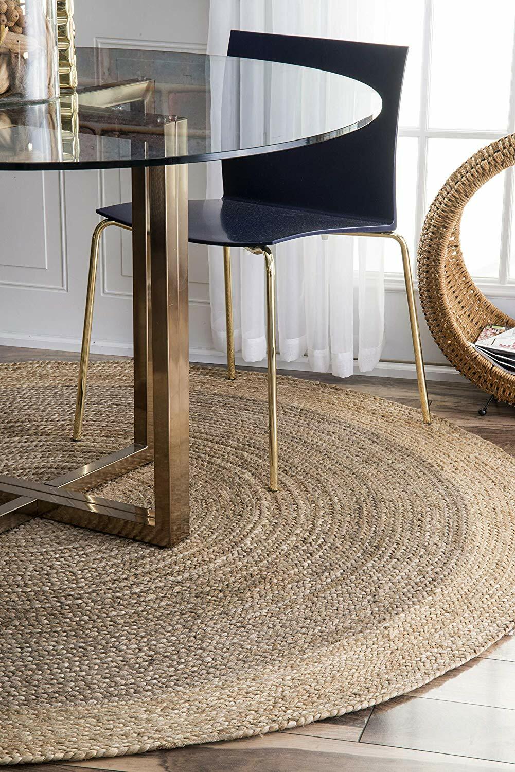 Rug Natural Jute Reversible Braided Round Jute Area Rag Rug Hardwood Floors