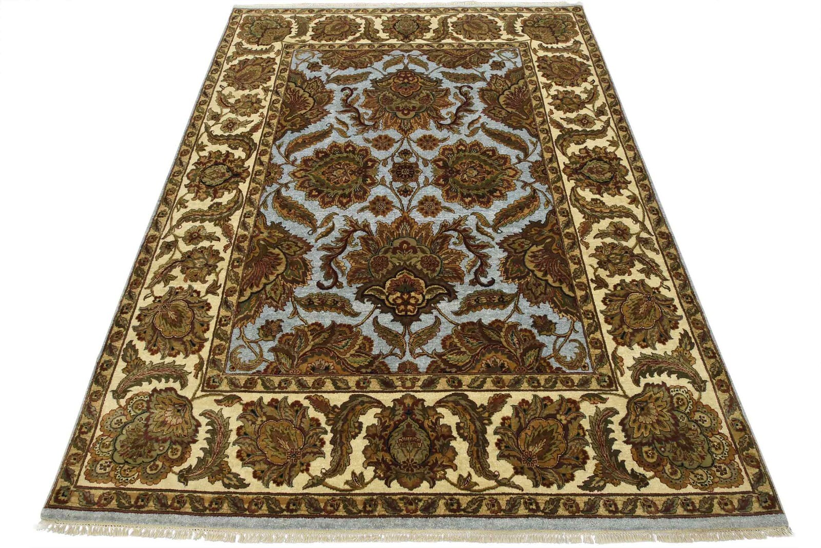 Agra Rug 8’1” x 10’8” Blue Wool Traditional Hand-Knotted Oriental Carpet