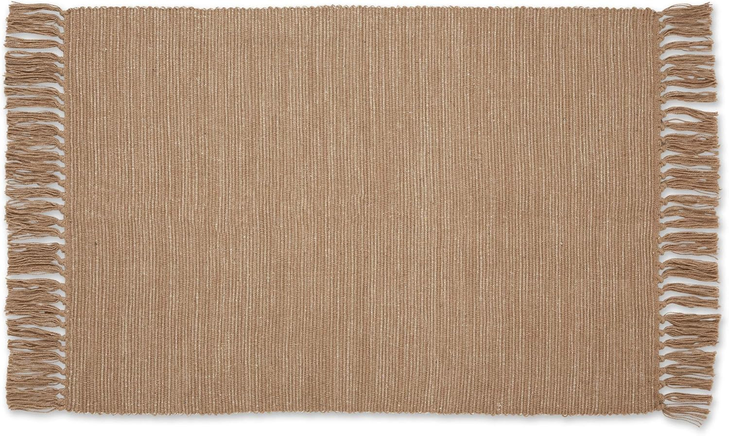 Woven Rugs Collection Ribbed Reversible Cotton, 2X3′, Stone & Off-White