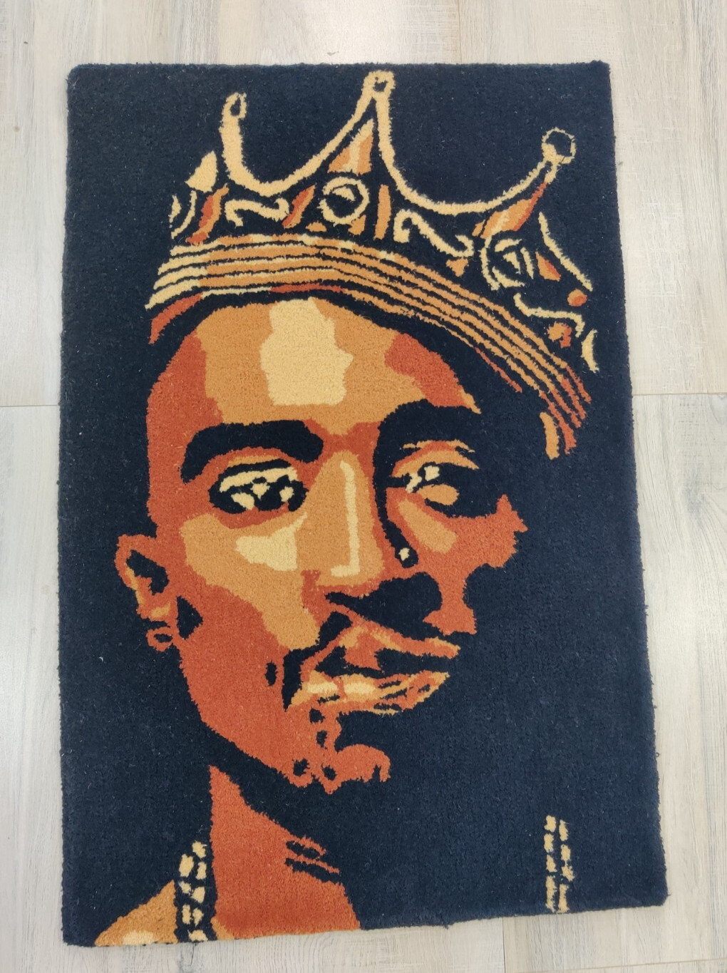 Handmade Tufted Rug for Kids Teens 100% Wool Tupac Shakur 2Pac 2 x 3 ft