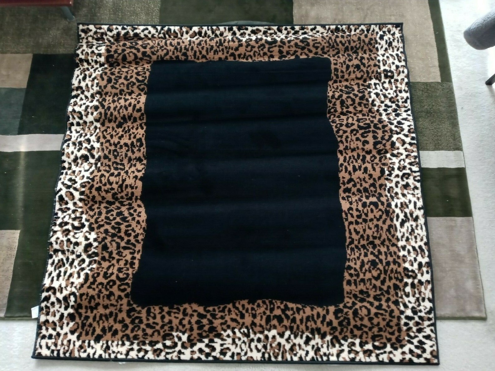 RUG Leopard black brown 63 inches,160 cm long x 63 in,160 cm wide for $39.99