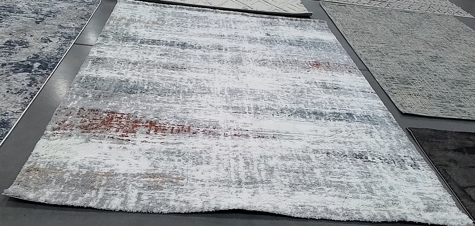 BLUE RUST / IVORY 8′ X 10′ Back Stain Rug, Reduced Price 1172759666 BER581A-8