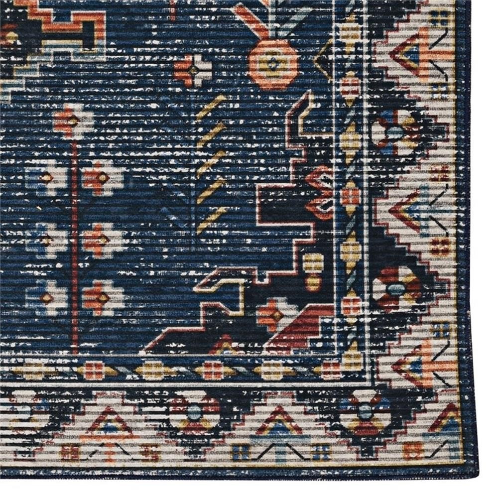 Linon Washable Lee Polyester 2’x8′ Rug in Navy