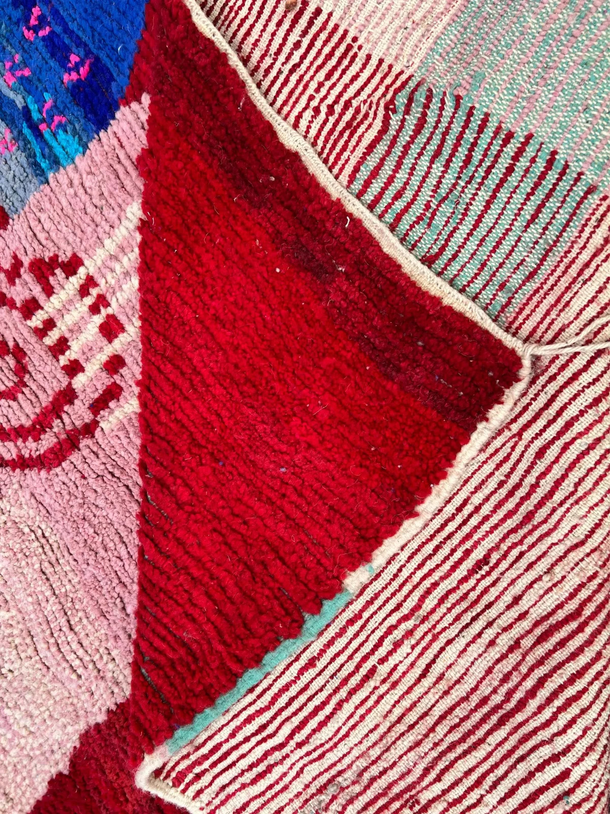 Red Moroccan rug – Beni ourain rug – Abstract Wool rug- Abstract Rug, LUXURY MOR