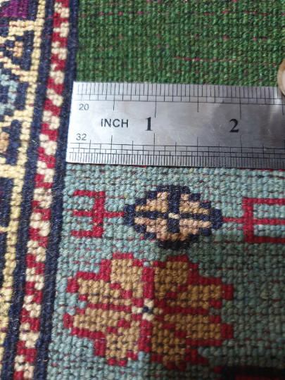 HandKnotted Green Red 6×4 Afghani Nokar 221 KPSI Rug 85% Wool 15% Silk on Cotton