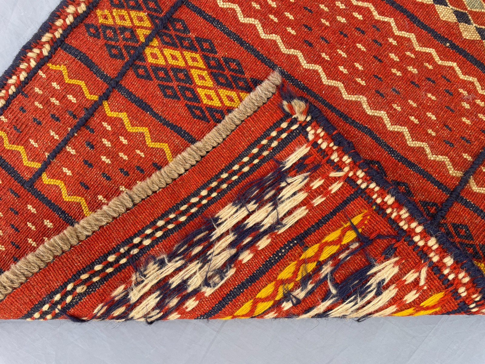 1’8 x 3’4 Ft Afghan Tribal Kilim Rug Handwoven Wool Diamond Stripe Flatweave