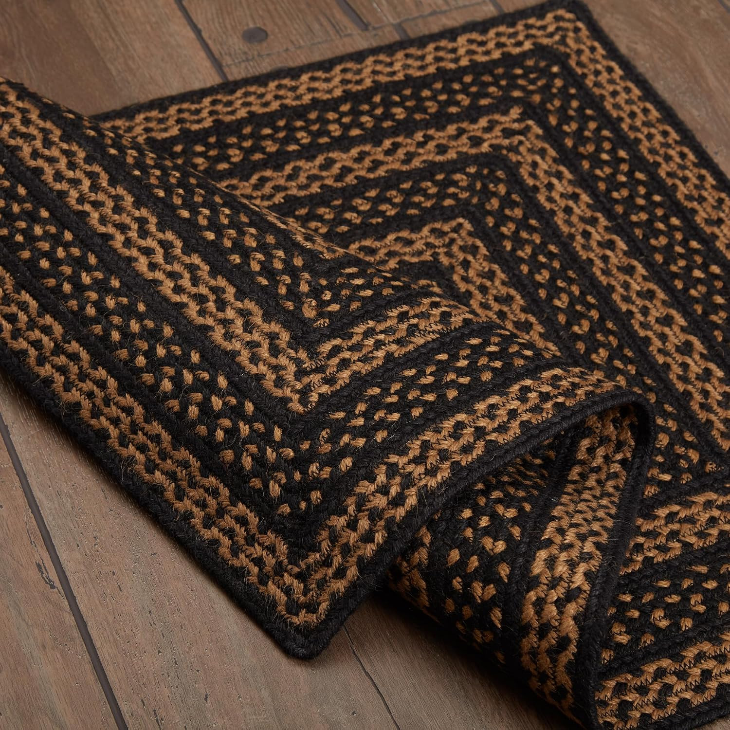 Black Striped Farmhouse Jute Accent Rug 24″x36″ – Rustic Floor Decor