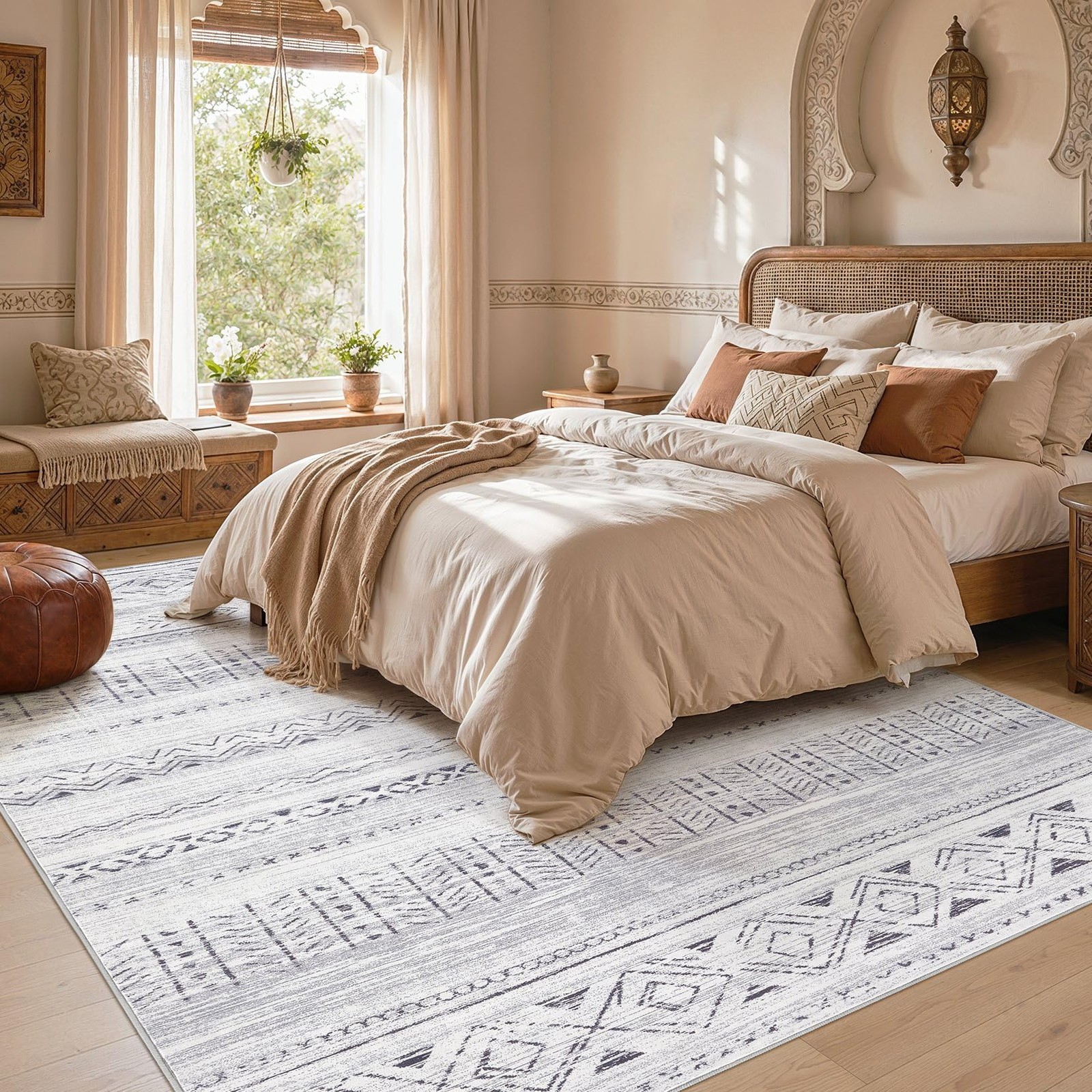 Washable Area Rugs Boho Living Room Rug Non Slip