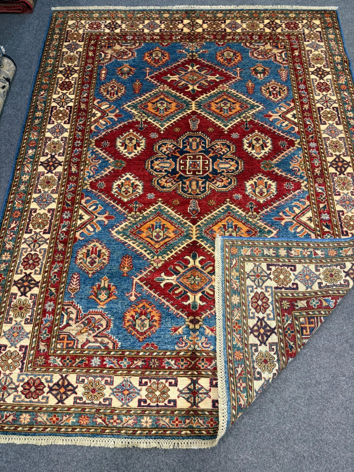 8×5.5 ft Hand-Knotted Super Kazak Rug | Wool | Central Asia | Area Wool Rug