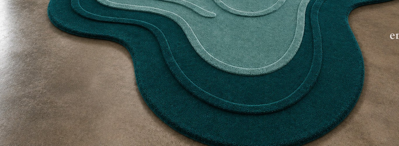 Modern Flower Shape Hand Tufted Wool Area Rug Teal Pink Sage Green Carpet