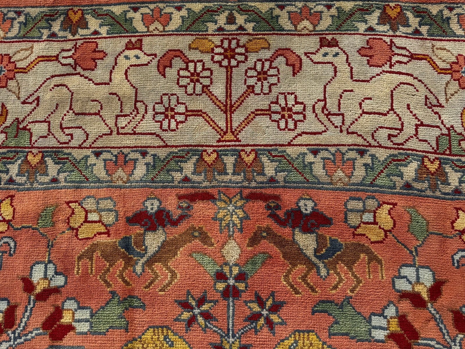 9×12 HANDMADE ORIENTAL RUG CORAL BLUE green wool hand-woven oushak new colorful
