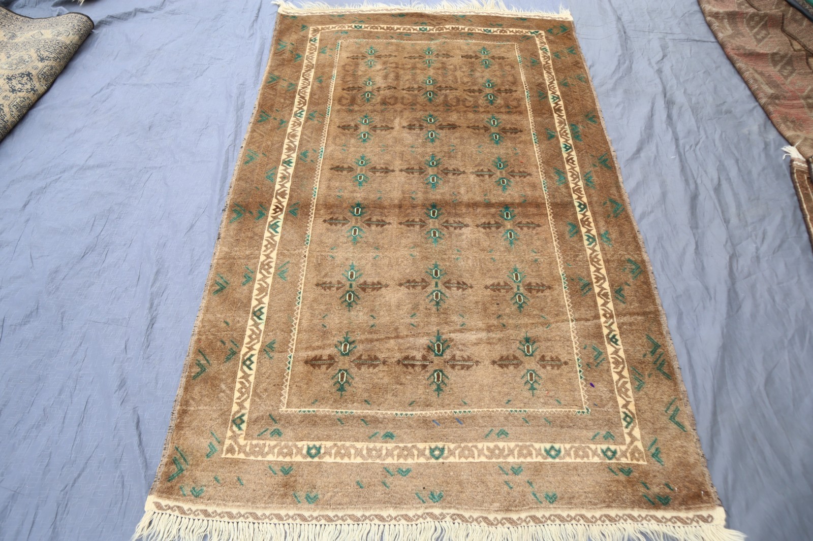 Terracotta Rug 3’8×6’3 ft Afghan Handmade Neutral Rug- Gray Caucasian Rustic Rug
