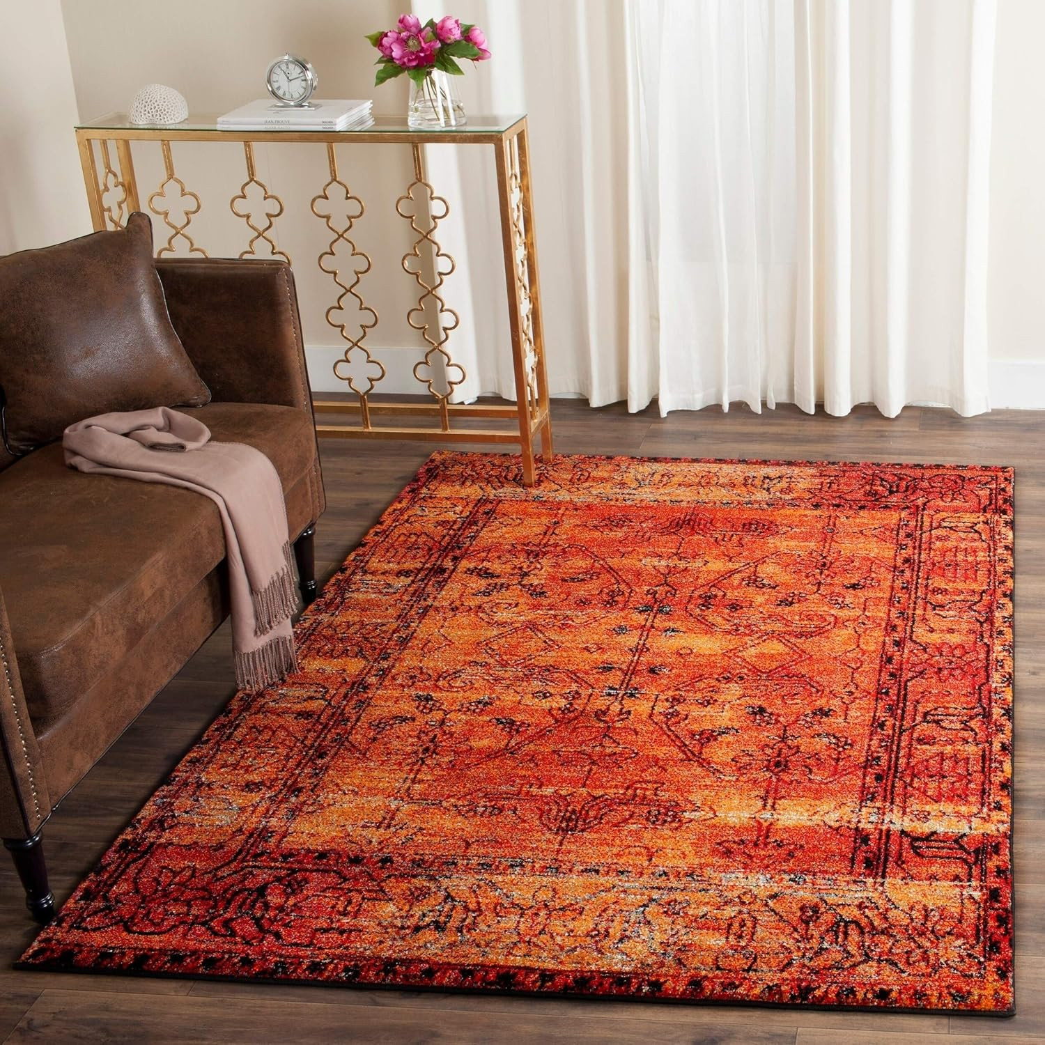 Vintage Hamadan Collection Area Rug – 5’3″ X 7’6″, Orange, Oriental Traditional