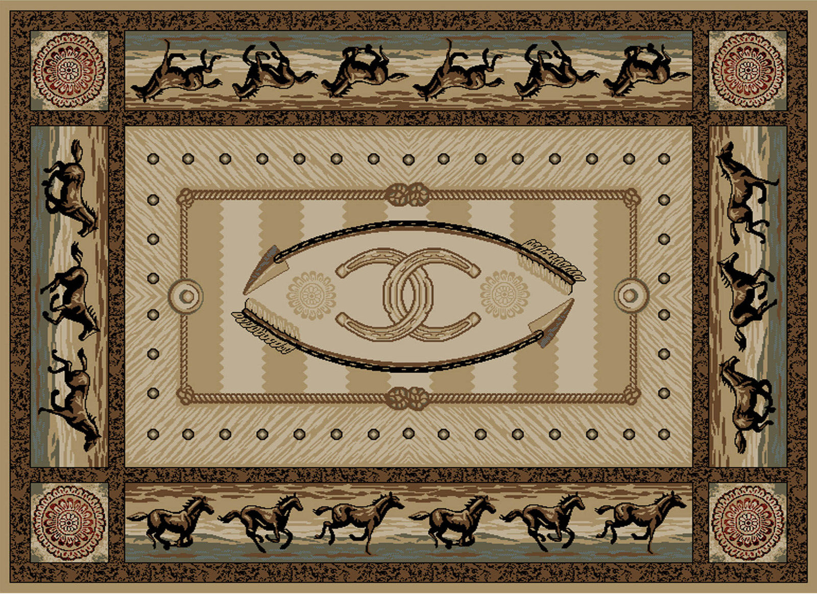 5’3″ x 7’3″ Horse Western Rustic Lodge Cabin Area Rug