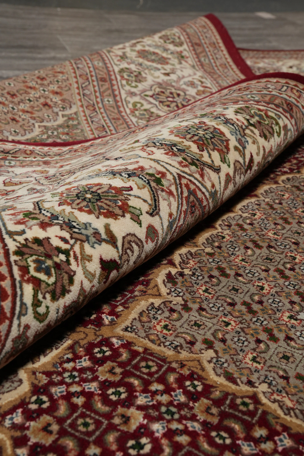 8 x 10 Hand-Knotted Traditional Wool and Silk Rug Mahii Tabriiz HEATI #F-3086