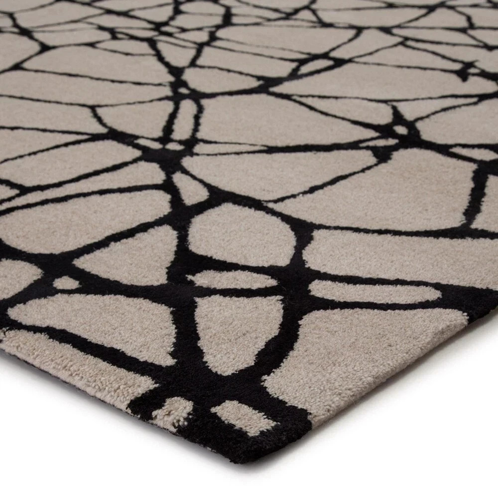 Modern Beige & Black Hand-Tufted 100% Soft Wool Handmade Area Rug