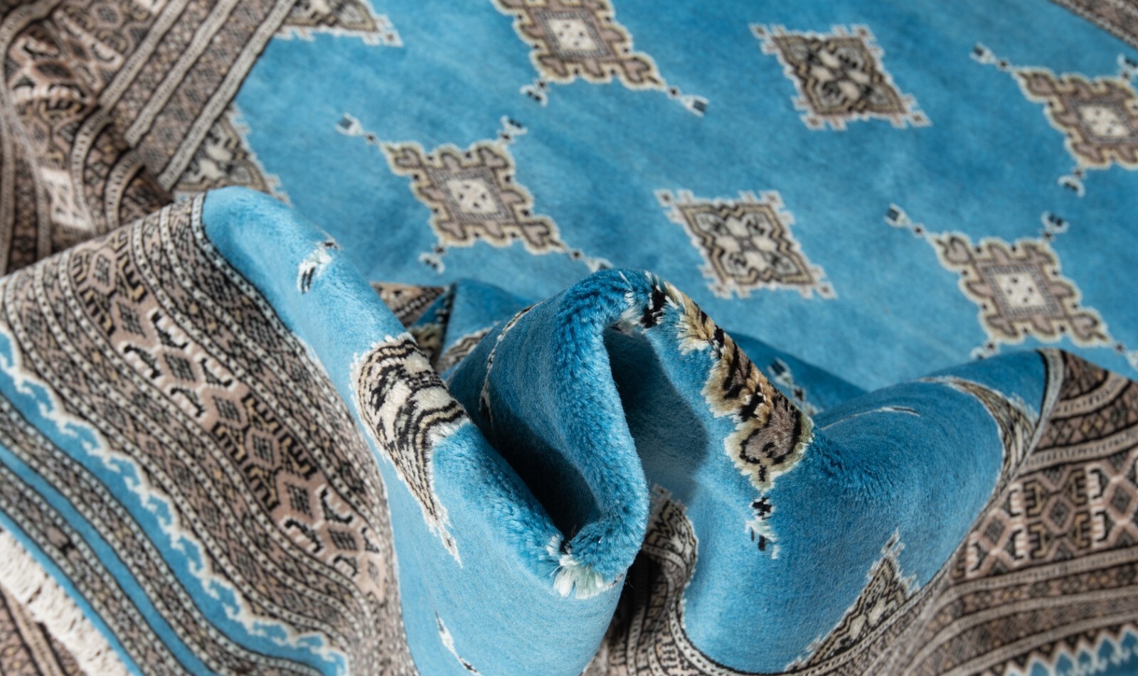 Pakistan Bokhara 72 3/8×53 7/8 in Handwoven Oriental Fine Carpet Rug Blue
