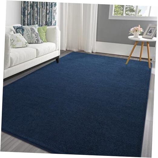 Area Rugs for Bedroom Living Room, 4×6 Navy Blue Thickened Memory-Foam Indoor