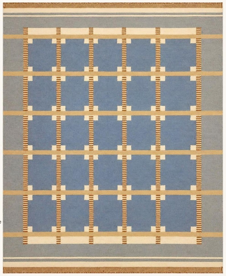 Antique Scandinavian Swedish Kilim Wool Handmade Rug Boho Flat weave Area Rugs