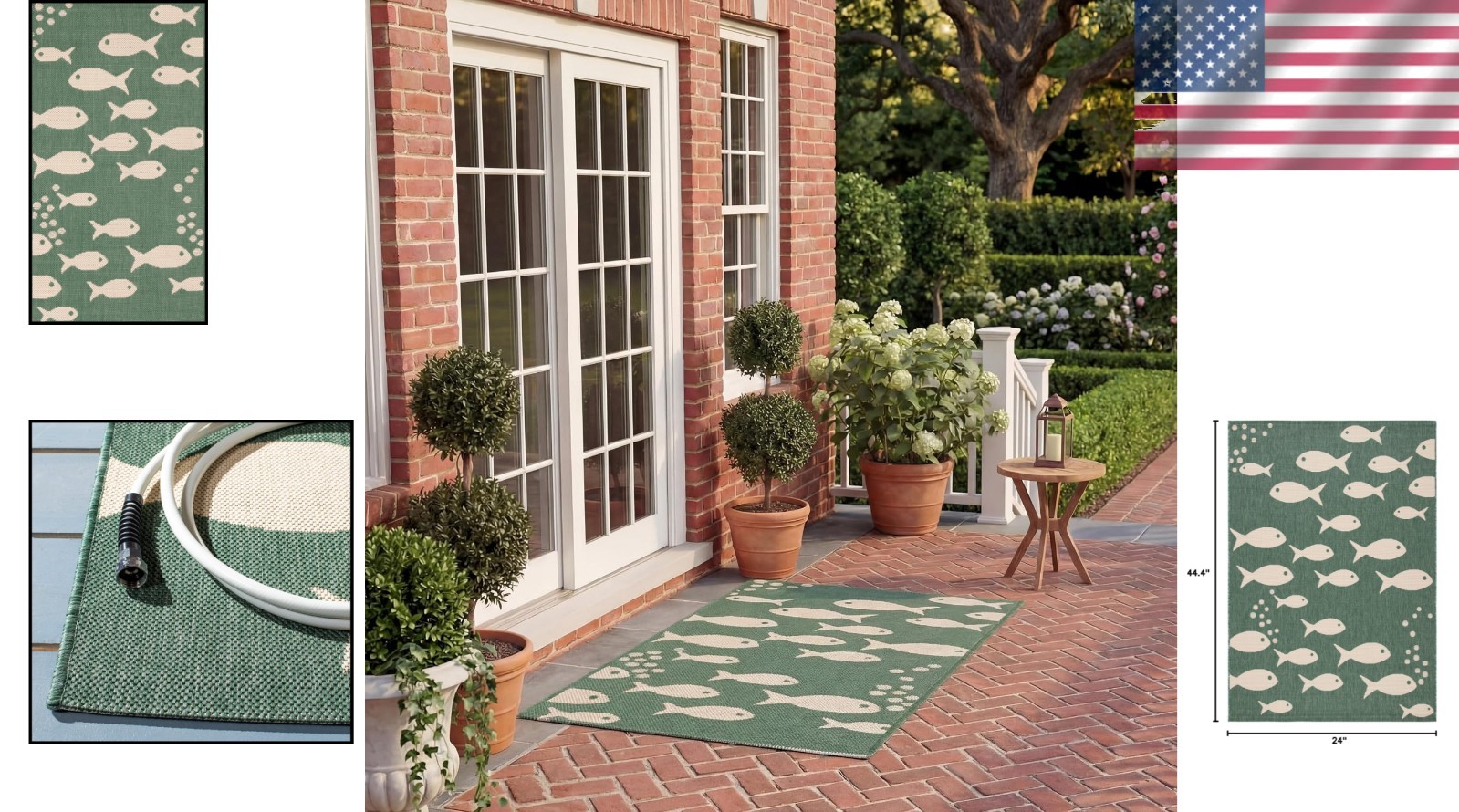 Pet-Friendly & Stain-Resistant Rug – Outdoor Courtyard Collection 2′ x 3’7