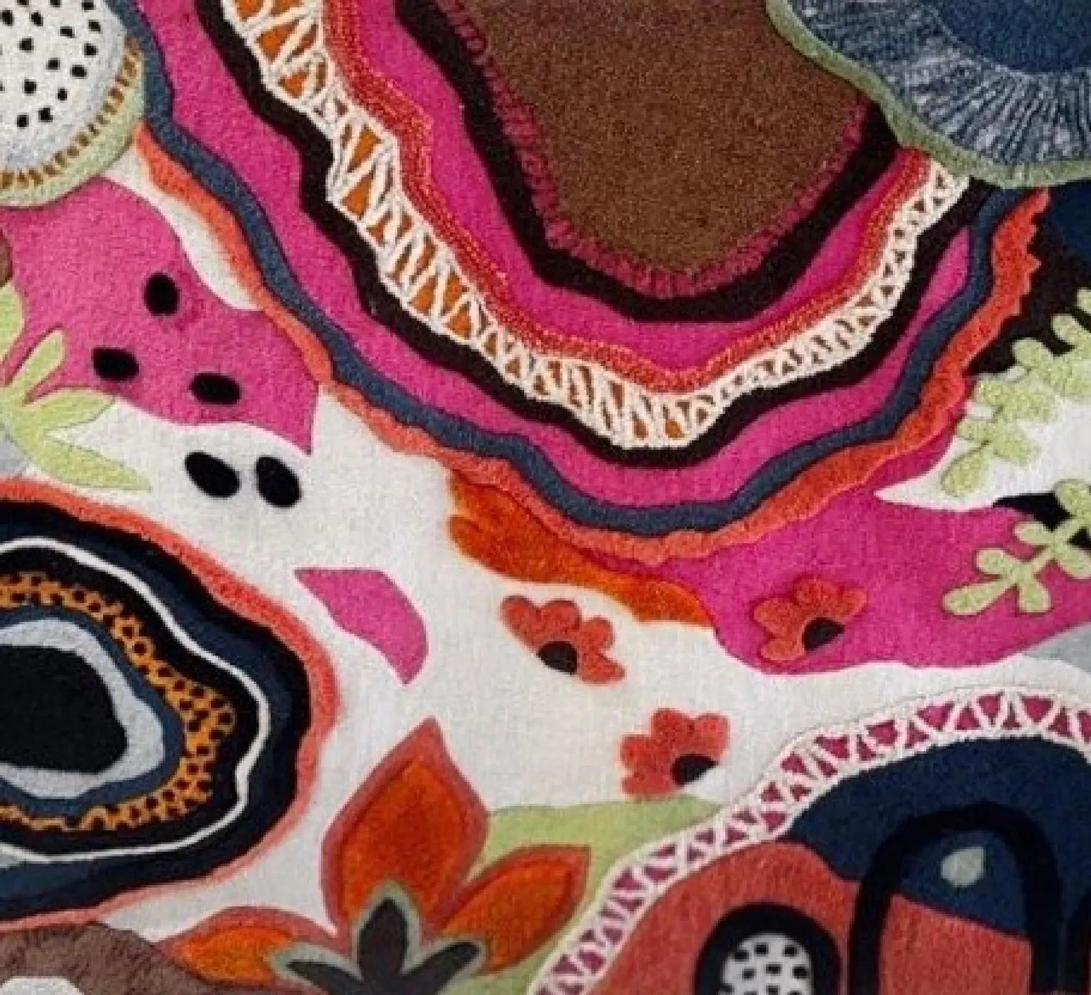 Hand Tufted Rug Wool Wall Rug: Colorful Modern Floral Textile Art Decor