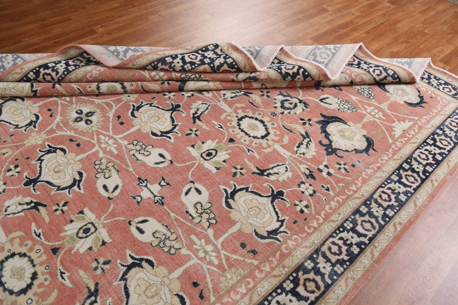 Floral Red/ Navy Blue Ziegler Turkish 9×12 ft Area Rug Hand-knotted Wool Carpet