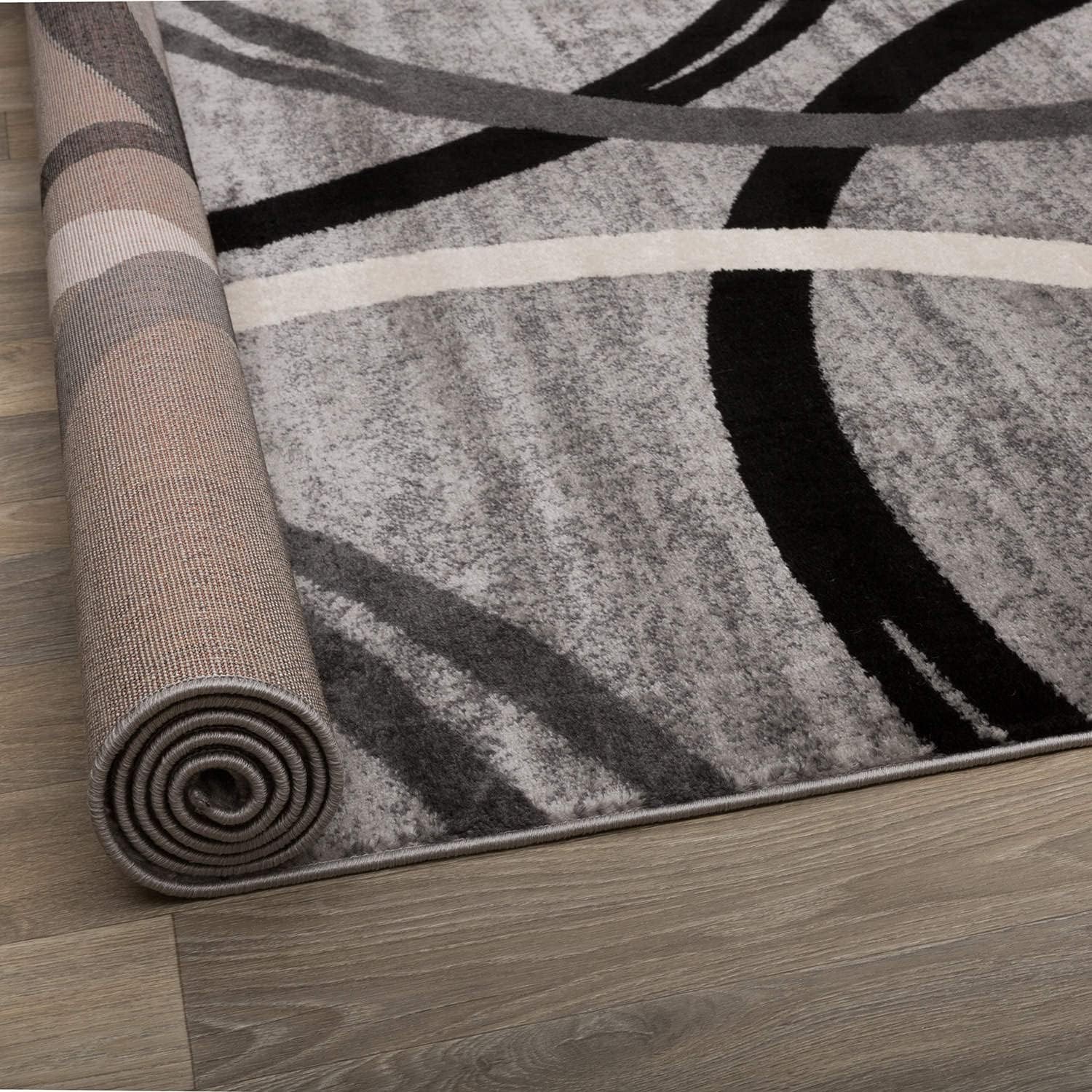 Wavy Circles Design Runner Rug Non-Shedding Carpet for Hallway Kitchen or