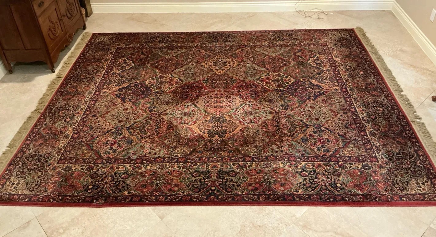 GENUINE ANTIQUE KARASTAN RUG MULTICOLOR PANEL KIRMAN 717 100% Wool 10’10” x 8’8″