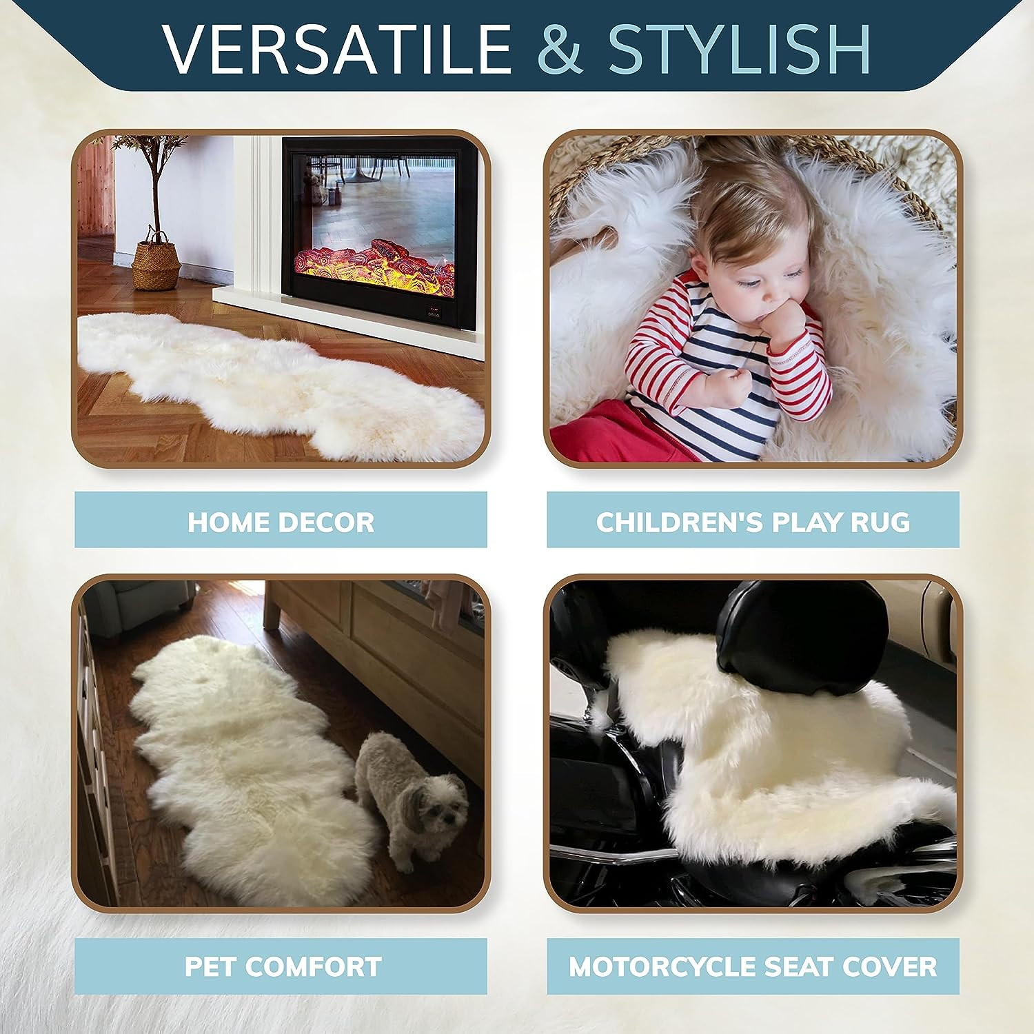 Genuine New Zealand Sheepskin Area Rug – Fluffy Wool for Home Decor